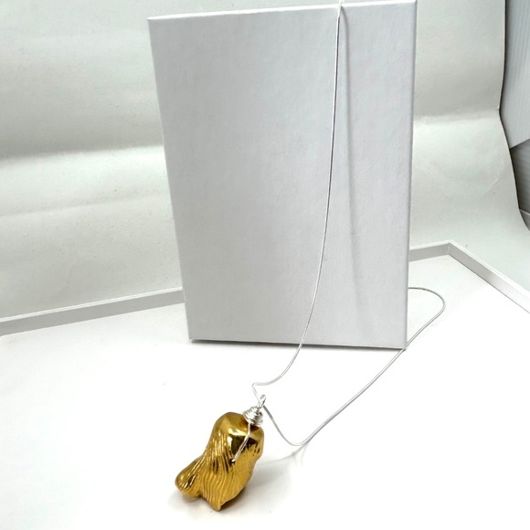 ARTISAN Gold Vermeil and Sterling Silver Wrapped Stone Pendant HANDMADE NWT - Picture 10 of 17
